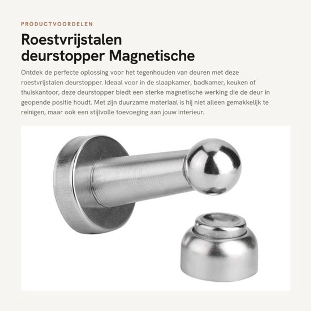Deurstopper Magnetisch - Deurbuffer - Deurstoppers voor Binnen - Deurvastzetter - Roestvrij Staal - Eenvoudige Installatie