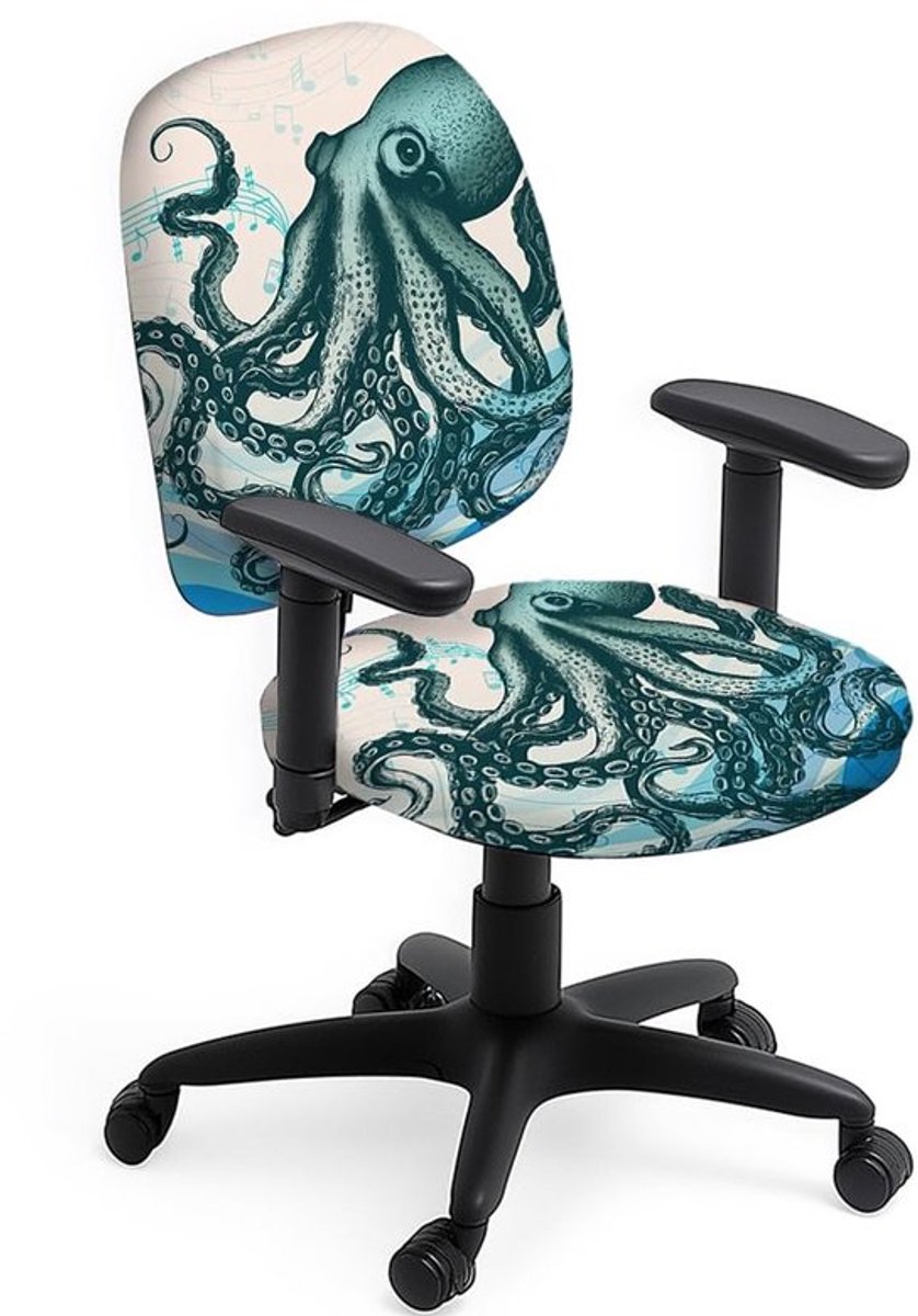 Bureaustoelhoes 2 Stuks - Rekbare Hoes - Octopus Print - Anti-stof Bescherming - Universele Zitting - Geschikt voor Roterende Stoelen - Stoelhoes
