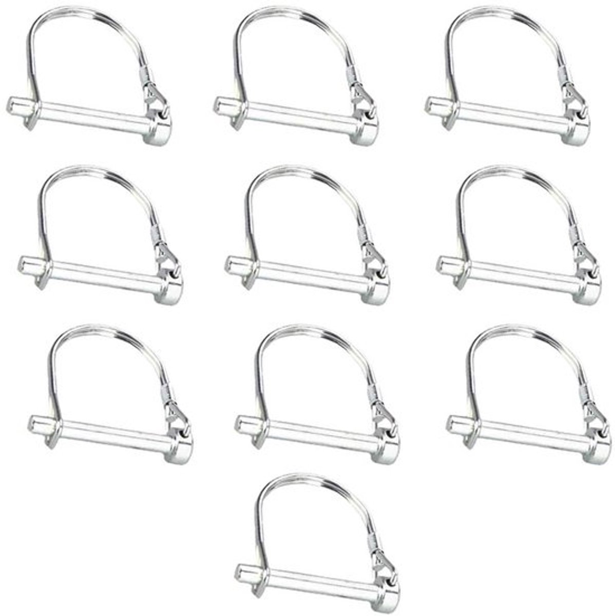 Draadborgpen Set van 10 - D-vormige Veiligheidskoppelpennen - Koolstofstaal - Slijtvast - Roestbestendig - 8 x 80 mm - Borgpen