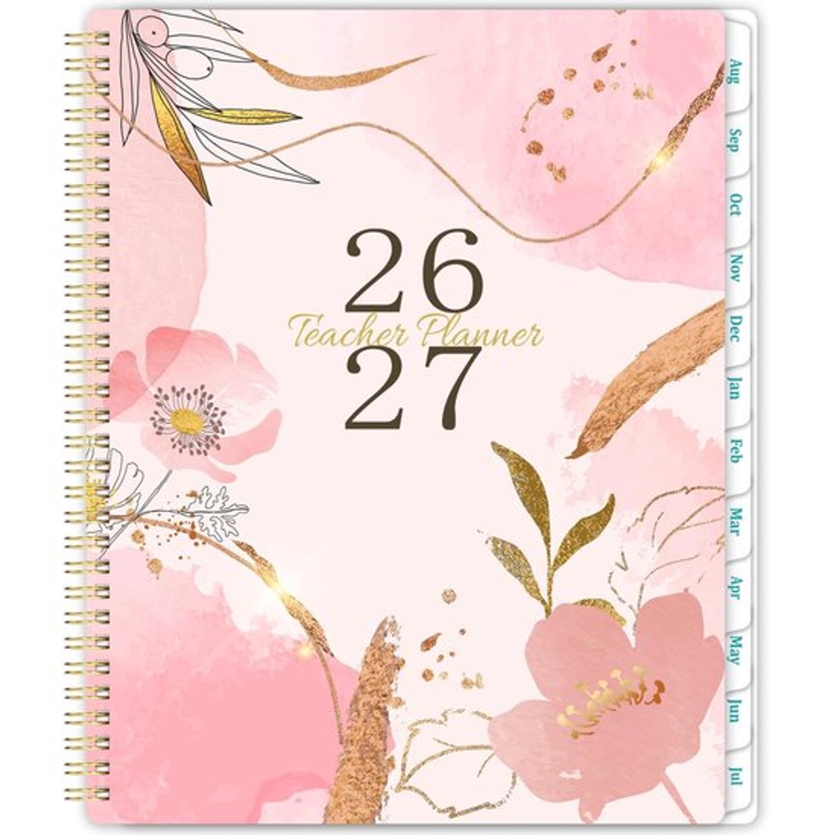 Lerarenplanner 2025-2026 - Wekelijks Activiteitenschema - Maandelijkse Pagina's - Infopagina - Gepersonaliseerde Titelpagina - Roze - Lesplanner