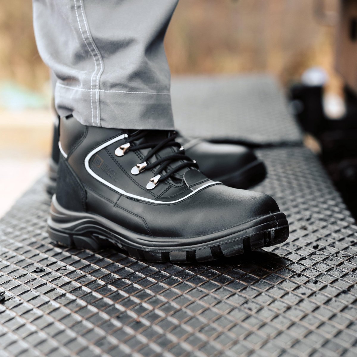 SnelShoppen - Veiligheidslaarzen voor mannen S3 SRC - Stalen neuzen - Leren enkelhoge werkschoenen 7752 - Maat 48 EU - Perfect voor bouw, industrie, e