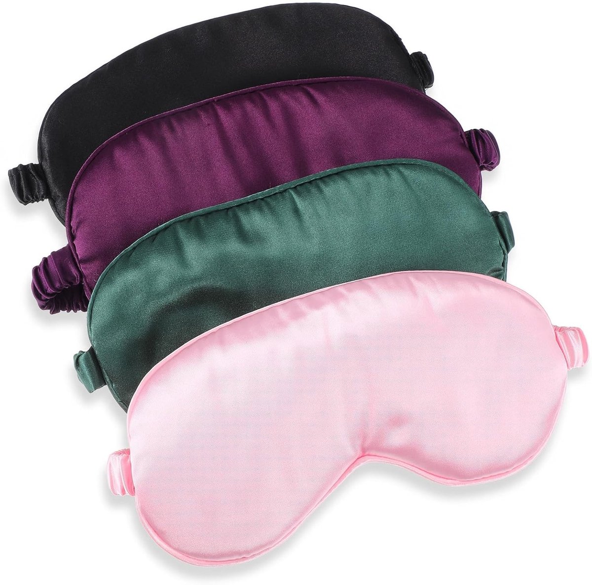 Zijden Slaapmasker Set van 4 Stuks voor Dames en Heren, Zacht en Lichtdicht Oogmasker voor Reis, Slapen en Ontspanning