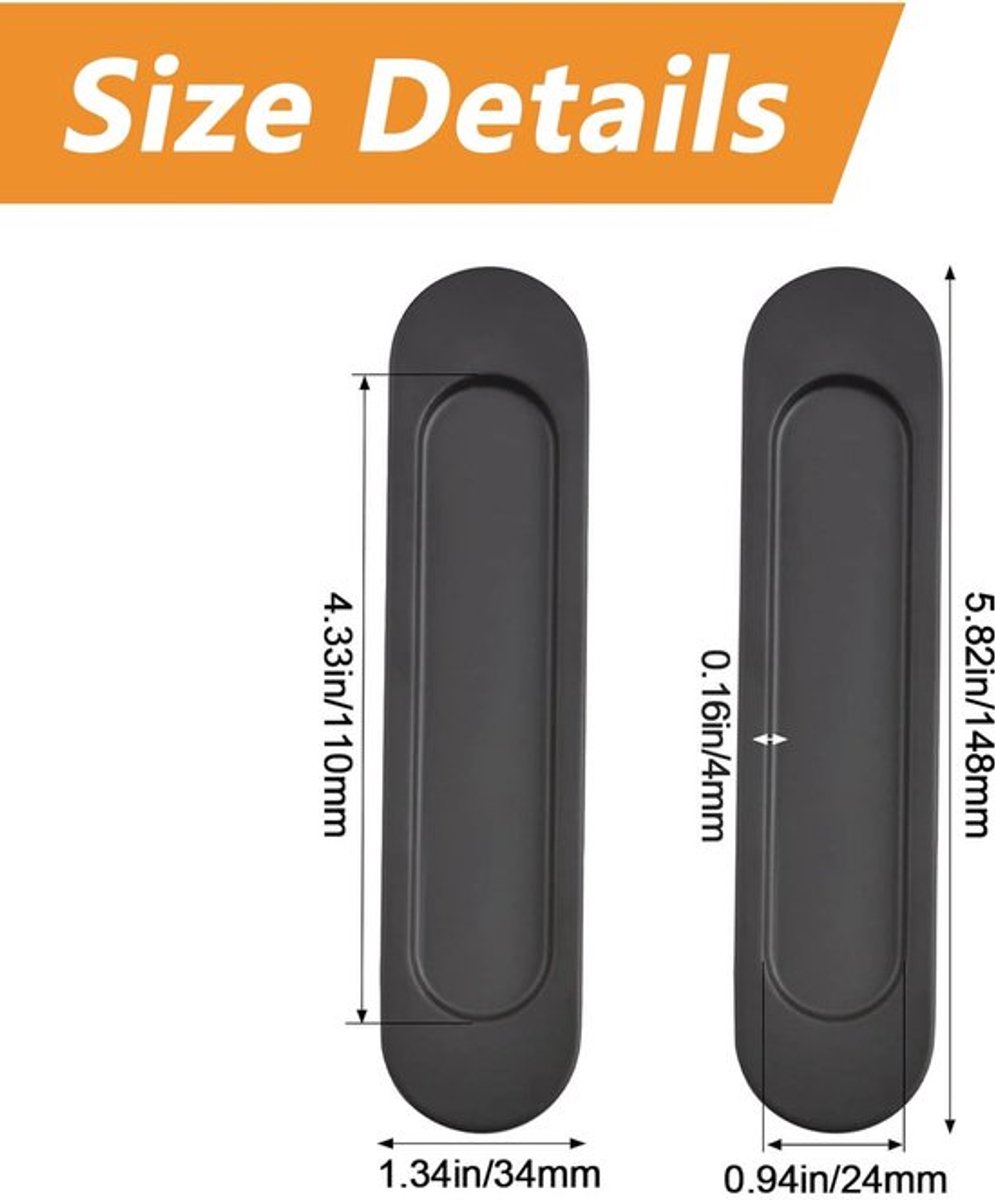 Schuifdeurgrepen 15cm - Zelfklevend - Mat Zwart Aluminium - Handvatten - Sierlijk Design - Voor Deuren/Kasten - Handgrepen