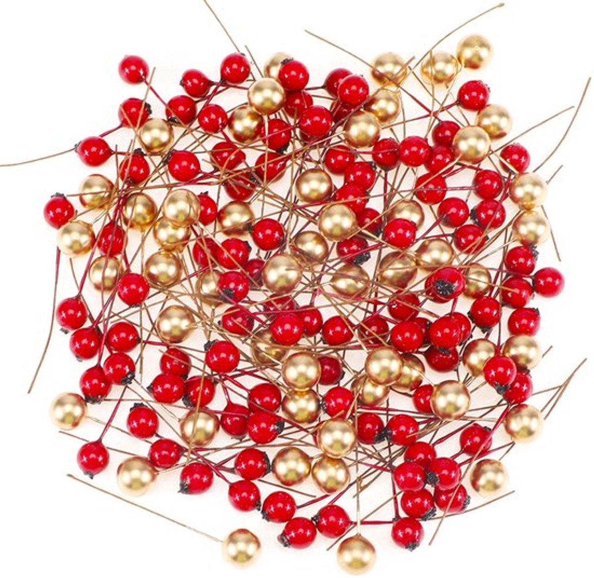 Kunstbessen 150 Stuks - Rode/Gouden Bessen - Kerstmis Decoratie - Adventskrans/Kerstkrans - Kunstmatige Bessen - Veiligheidswaarschuwing - Kerstdecoratie