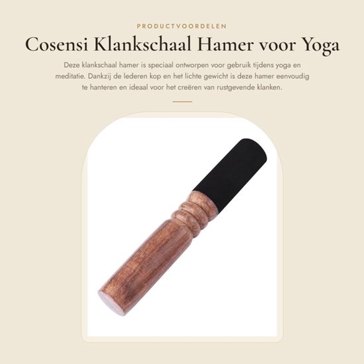 Klankschaal Hamer Lederen Kop - Houten Hamer - Draagbaar - Lichtgewicht - Geschikt voor Yoga/Meditatie - Uitstekend Vakmanschap - Tibetaanse Hamer