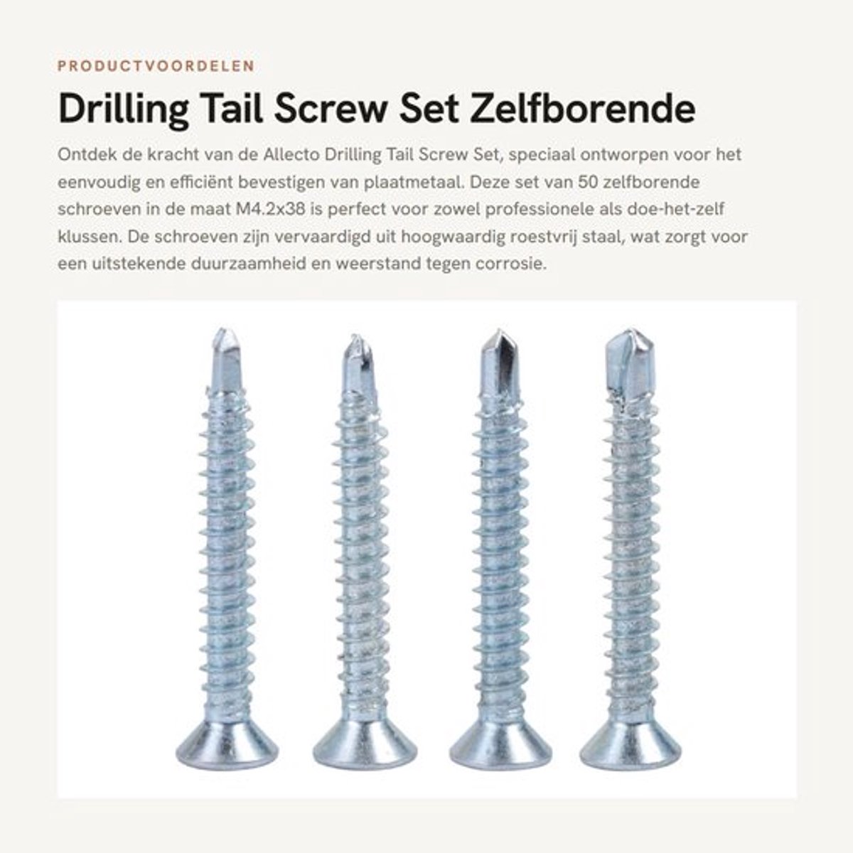 Schroeven Set 50 Stuks - Zelfborende Schroeven - Plat Verzonken Hoofd - Roestvrij Staal - Voor Staalverwerking - Hoge Kwaliteit - Zelftappende Schroeven