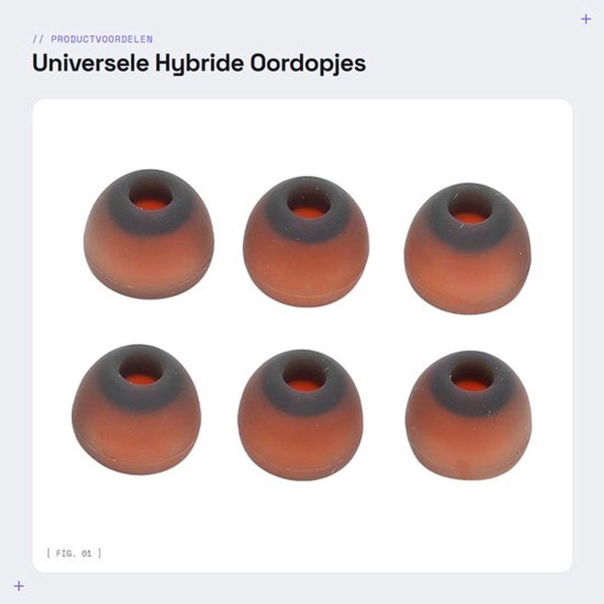 Universele Hybride Oordopjes - Geluidsisolatie - Comfortabel - Siliconen Tips - Geschikt voor Hoofdtelefoons - 6 Stuks