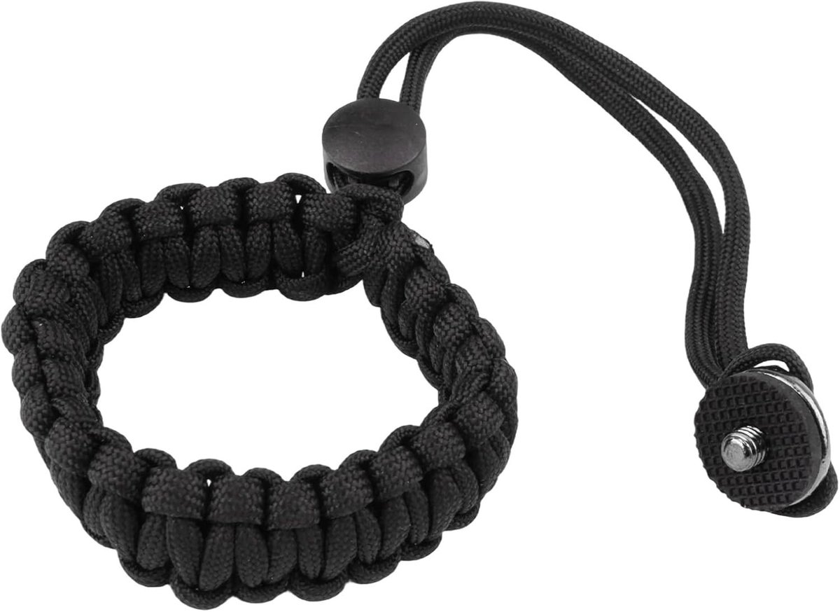 Polsband voor actiecamera's met D-ring en schroef, ideaal voor selfies en stabiliteit tijdens het filmen (zwart)