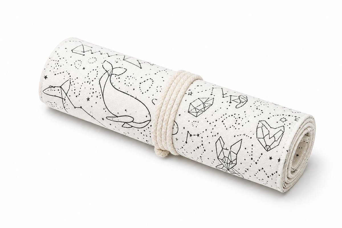 VHV-Pennenetui - Grote 48-Gats Potloodtas met Witte Constellation Print voor School en Kantoor - Wit