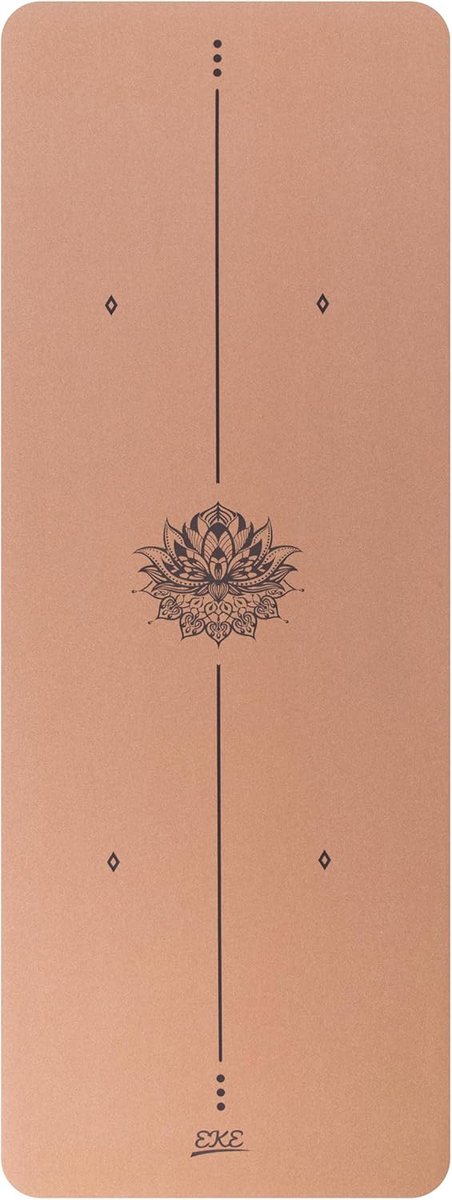 SnelShoppen - EKE Kurk Yogamat met Lichaamslijnen - Antislip Zweetbestendig - 100% Recyclebare Materialen - Ideaal voor Hot Yoga - 72x24 inch - 5 mm D