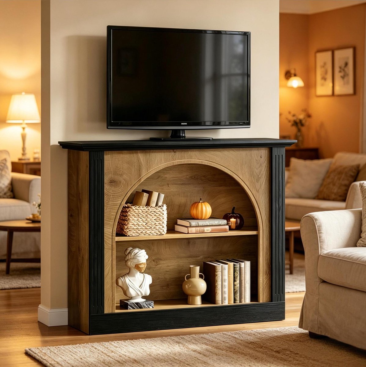 DESMIU Sidetable - Drieniveautafel Met Open Opbergruimte - Veelzijdig Voor Hal En Woonkamer - Hout - 110x30x90 Cm - Zwart Rustiek