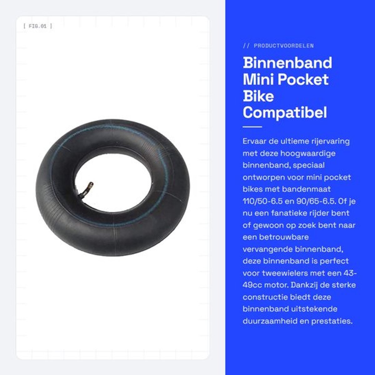 Binnenband 110/50-6.5 - Binnenband 90/65-6.5 - Butyl Rubber - Mini Zakfiets - 1 Stuk - Compatibel met Chinese Merken - Buitenband