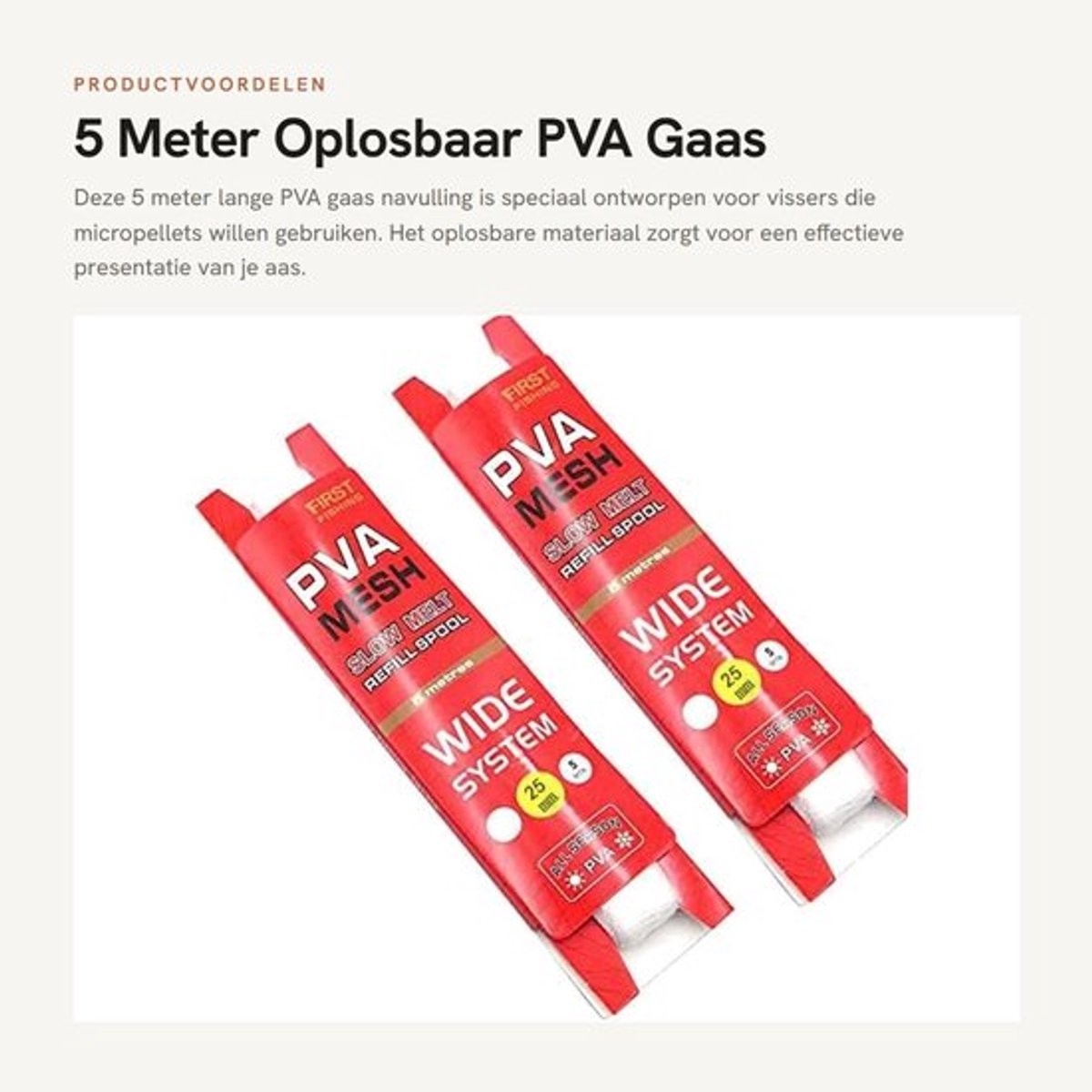 Aasnet 5 Meter - Langzaam Oplosbaar PVA - Micro Mesh - Nestapparaat - Vissen - Geschikt voor Micropellets - Vissysteem