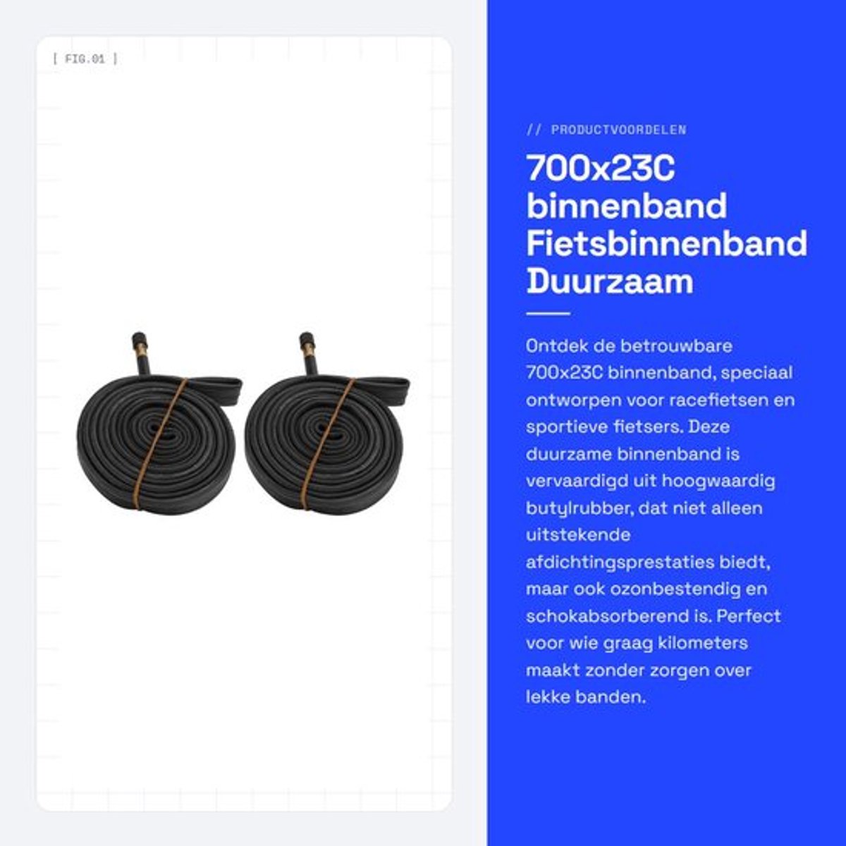 Fietsbinnenband 700x23C - Butylrubber - 48mm Schraderventiel - Duurzaam - Schokabsorberend - 2 Stuks - Fietsband