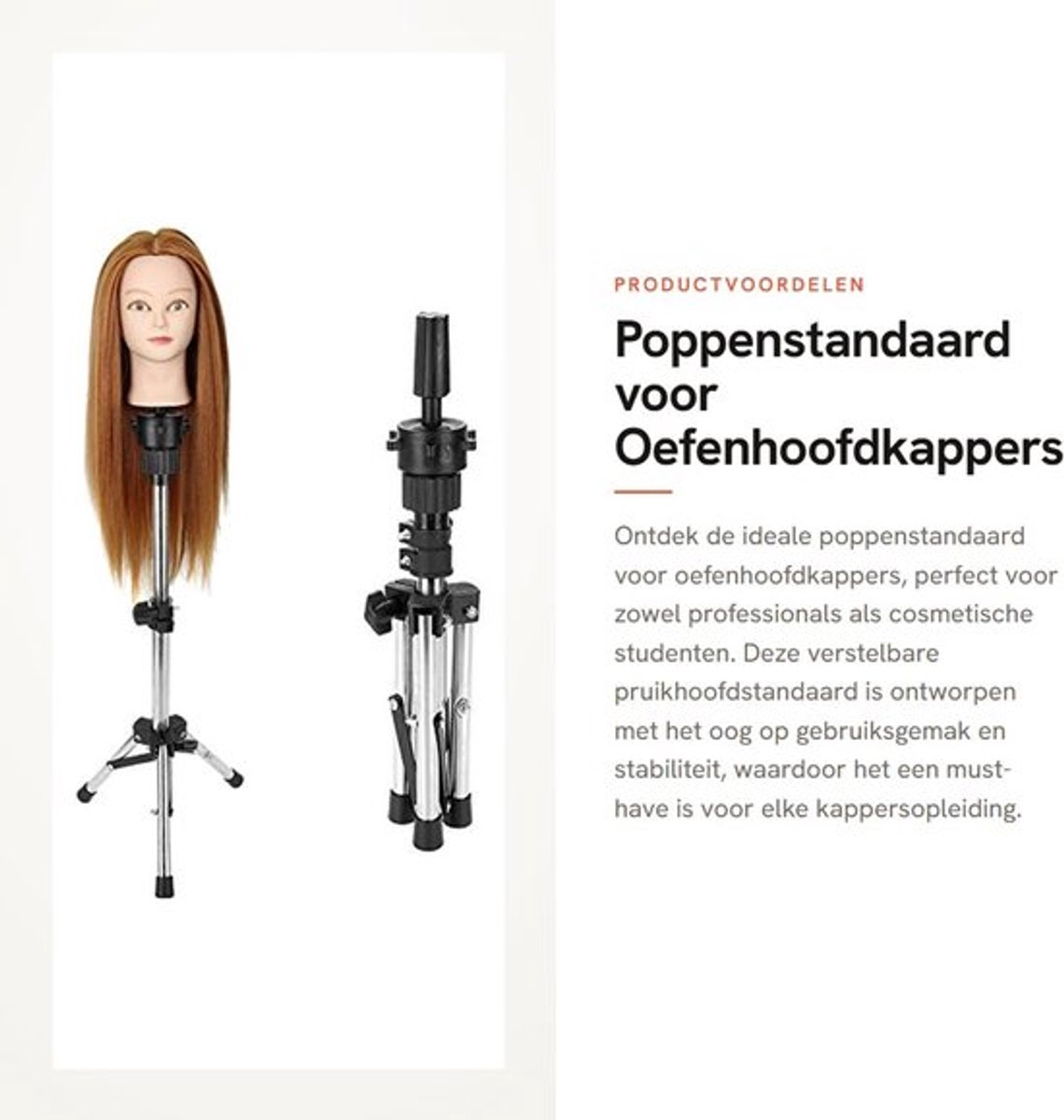 Poppenstandaard Verstelbaar - Oefenhoofdstandaard - Antislip Houder - Kappersopleiding - Duurzaam Materiaal - Hoogwaardige Stabiliteit - Mannequinhouder