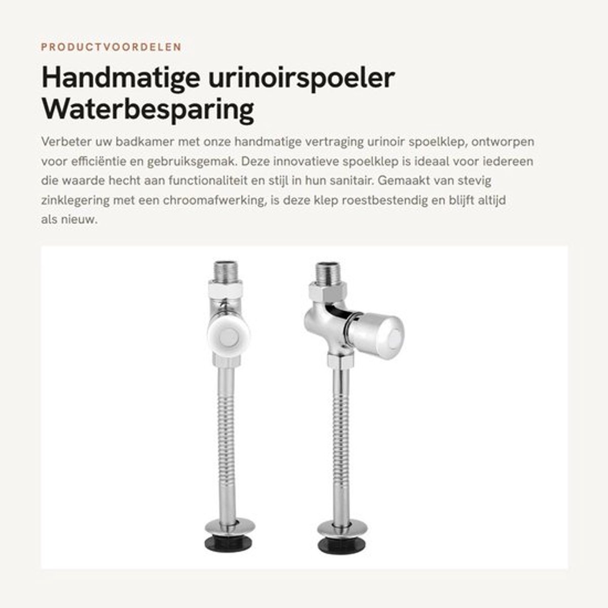 Urinoirspoeler handmatig - Waterbesparend systeem - Zinklegering - Eenvoudige installatie - Flexibel gebruik - Automatische uitschakelklep - Urinoir