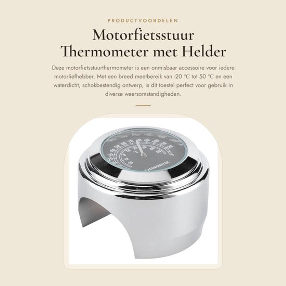 Temperatuurmeter - Waterdicht - Schokbestendig - Helder LCD-scherm - Meetbereik - Aluminiumlegering - Voor motorfiets/stuur - Motorfiets Thermometer