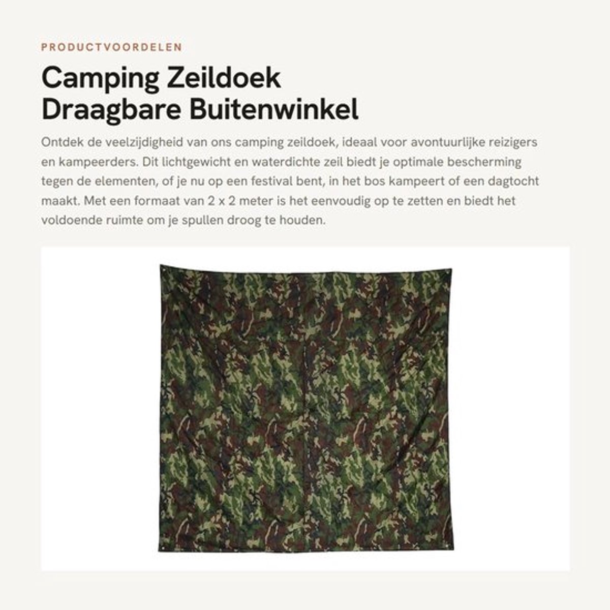 Camouflagetent Waterdicht - Grondzeil - Tentdoek - Draagbaar - Lichtgewicht - UV-bescherming - Tentzeil