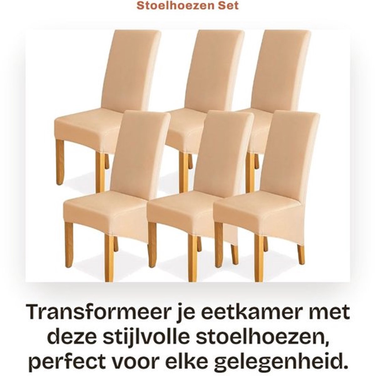 Stoelhoezen Set van 6 - Elastisch/Stretch - Universele Hoezen - Eetkamerstoelen - Moderne
