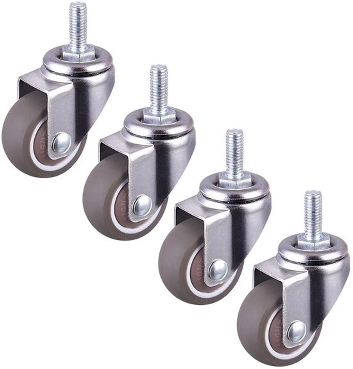 Zwenkwielen Set van 4 - Geluidsarme Zwenkwielen - 360° Rotatie - Slijtvast TPE Rubber - Laadvermogen 20 kg - Beschadigt de vloer niet - Meubelwielen