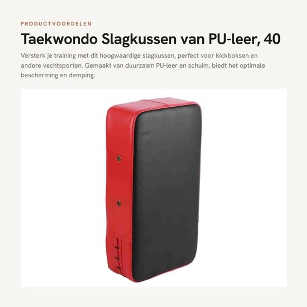 Slagkussen PU-leer - Kicking Pad - 40 x 20 x 10 cm - Vechtsport - Kickbox - Schokbestendig