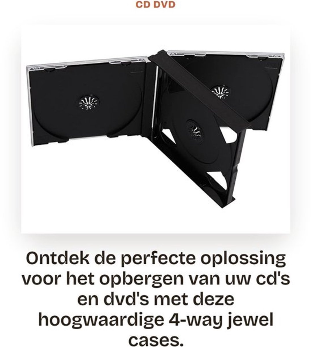 Jewel Case 25mm - CD/DVD Opbergmap voor 4 Schijven - 5 Stuks - Zwarte Tray - Hoogwaardige Kwaliteit - Cd Hoes