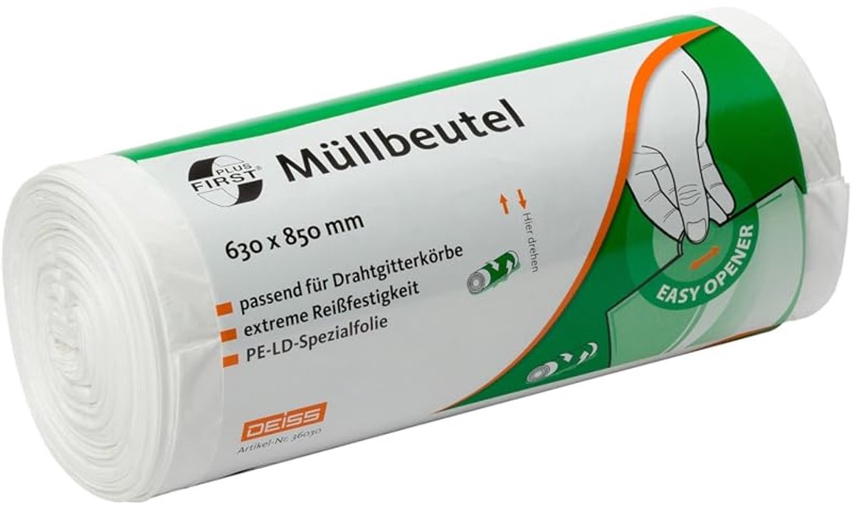 SnelShoppen - Garbage bags 70L wit, 40-pack, sternaad, ideaal voor keuken, garage, catering, afvalzakken voor alledaags gebruik