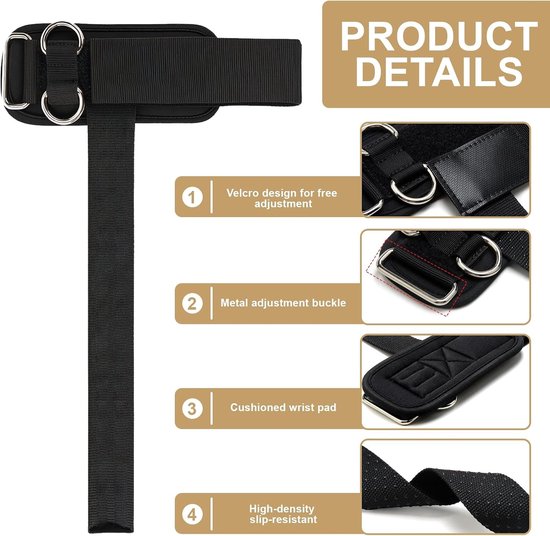 Set van 2 Pull-Up Hulpmiddelen voor Krachttraining met Polsbandjes, Antislip Grip en Dubbele D-ring voor Effectieve Gym Workouts — afbeelding 5