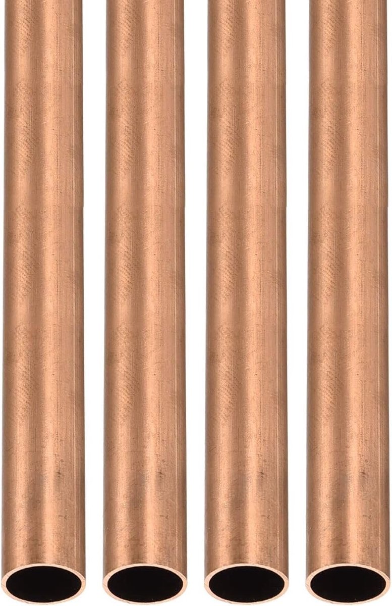9mm x 0.5mm x 300mm Koperbuis - 4 Stuks - Geschikt voor Machine Apparatuur, Doe-Het-Zelf Projecten en Decoratieve Lijsten - Ronde Metalen Buis