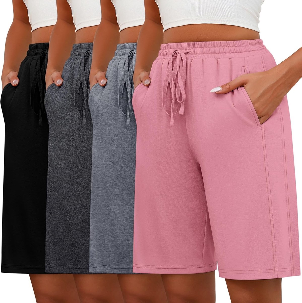 Vrouwelijke Bermuda Shorts met Elastische Taille en Touwtjes, Casual en Comfortabel voor Zomeroutfits