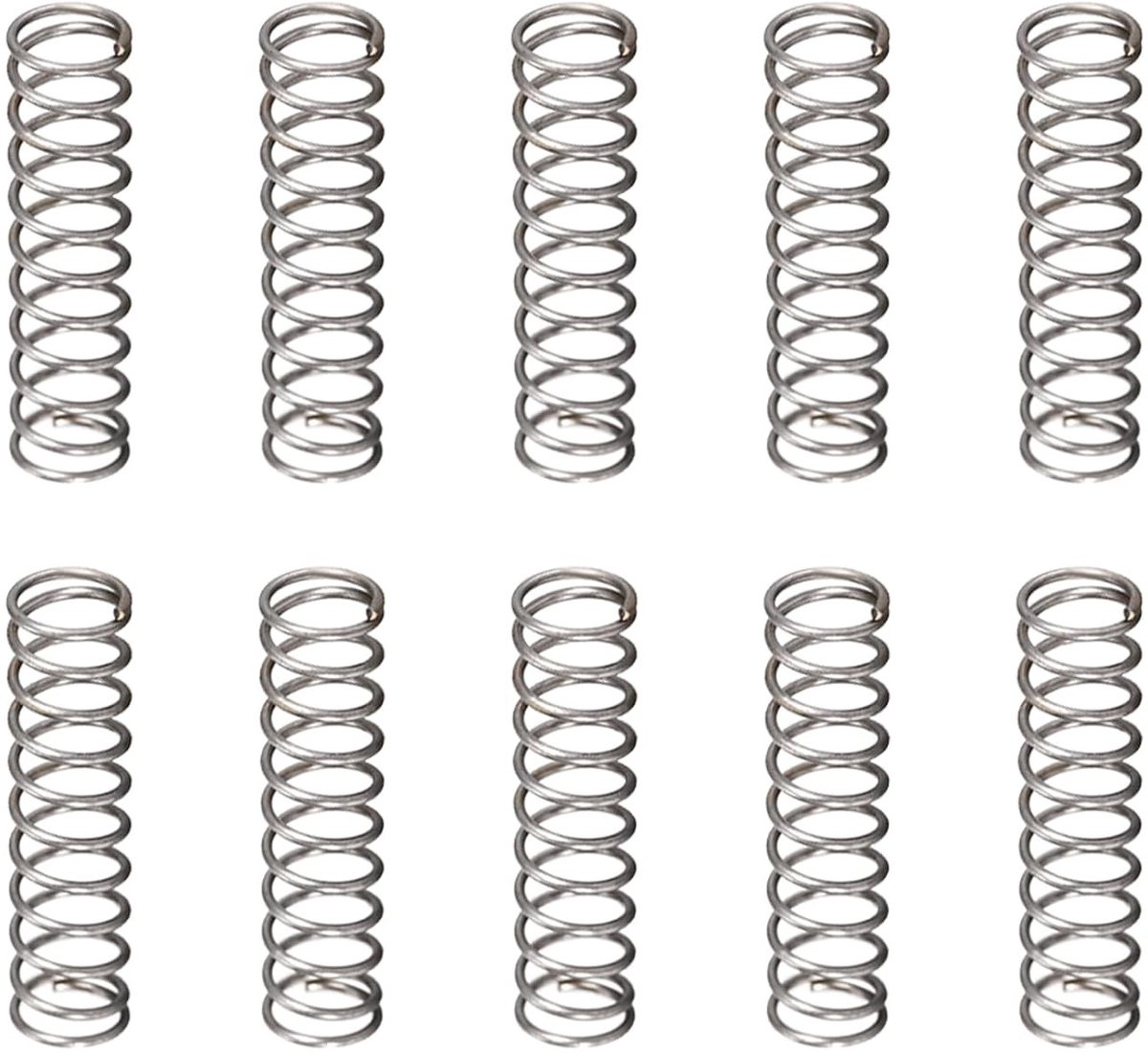 Compressieveer 0.5 x 5 x 20 mm, 10 stuks, ideaal voor machines, stalen veer, grijs, veer voor mechanische toepassingen