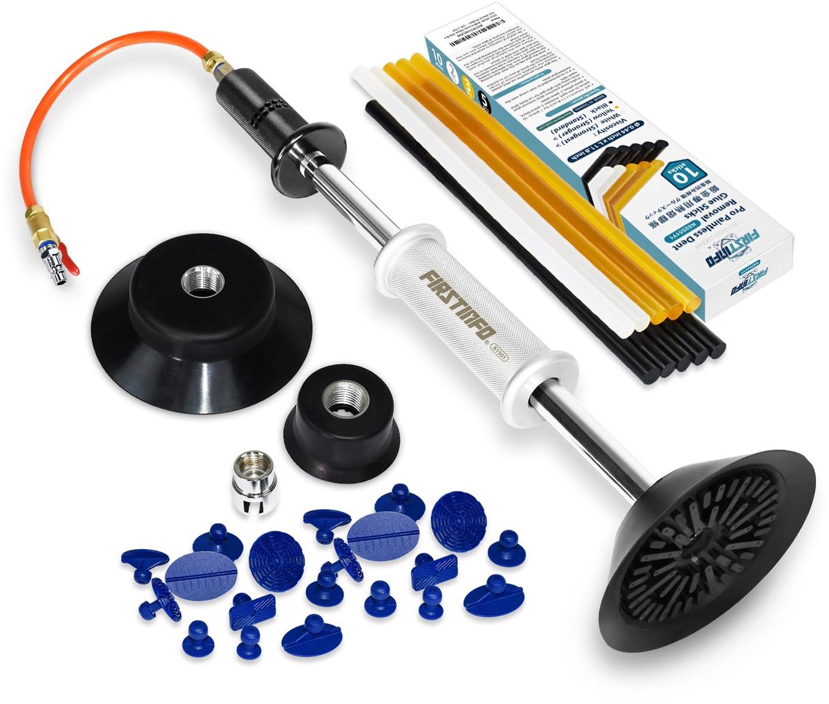 SnelShoppen - Pneumatische Zuigschuiver Deukentrekker Auto Reparatiegereedschap met 10 Lijmtabs & Hetelijmset - Perfect voor Autoherstel en Deuken Ver