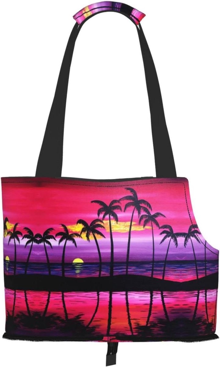 Dieren Draagtas - Reistas Hond Kat - Reizen met Huisdier - Tropische Palm Print - 34x15.5x26 cm - Groen