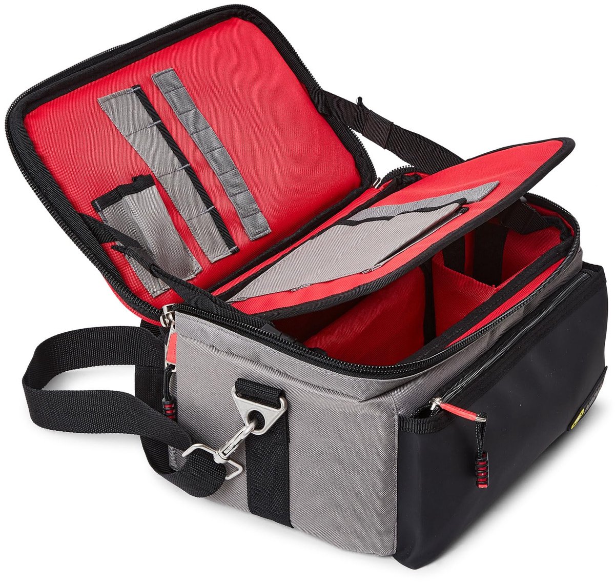 SnelShoppen - Gereedschapstas voor Meetinstrument en Accessoires - Zwart/Grijs/Rood - 350x240x180mm - Stevige en Ruime Opbergoplossing voor Klusprojec