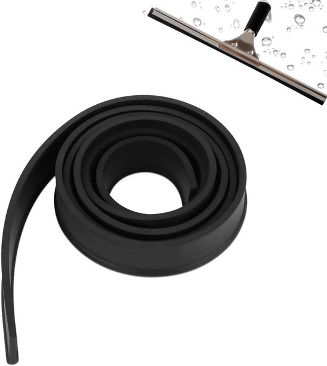 Vensterwisser Vervanging - 105 cm - Rubber - Zwart - Geschikt voor Badkamer/Keuken - Snijbaar voor Maatwerk - Wisserblad
