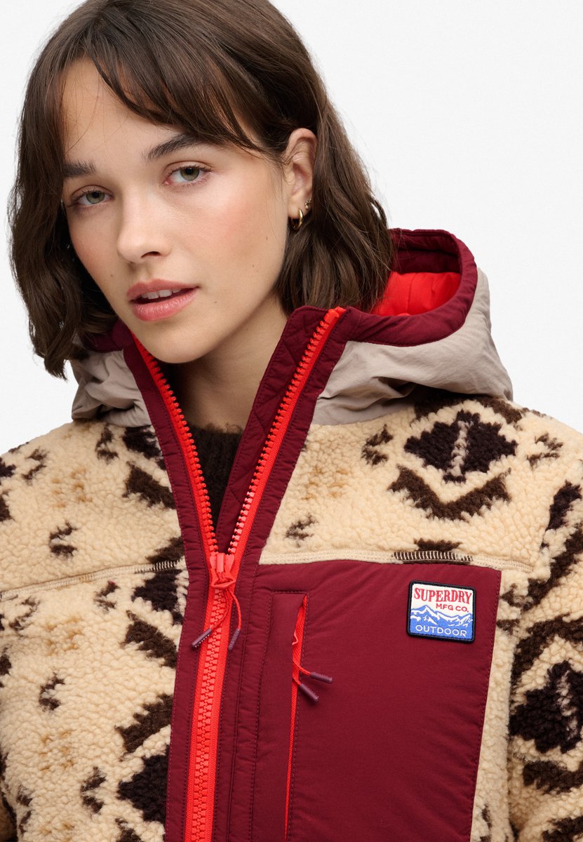 Superdry Sherpa Jacquard Fleece Hybride Dames Gewatteerde jassen Creme