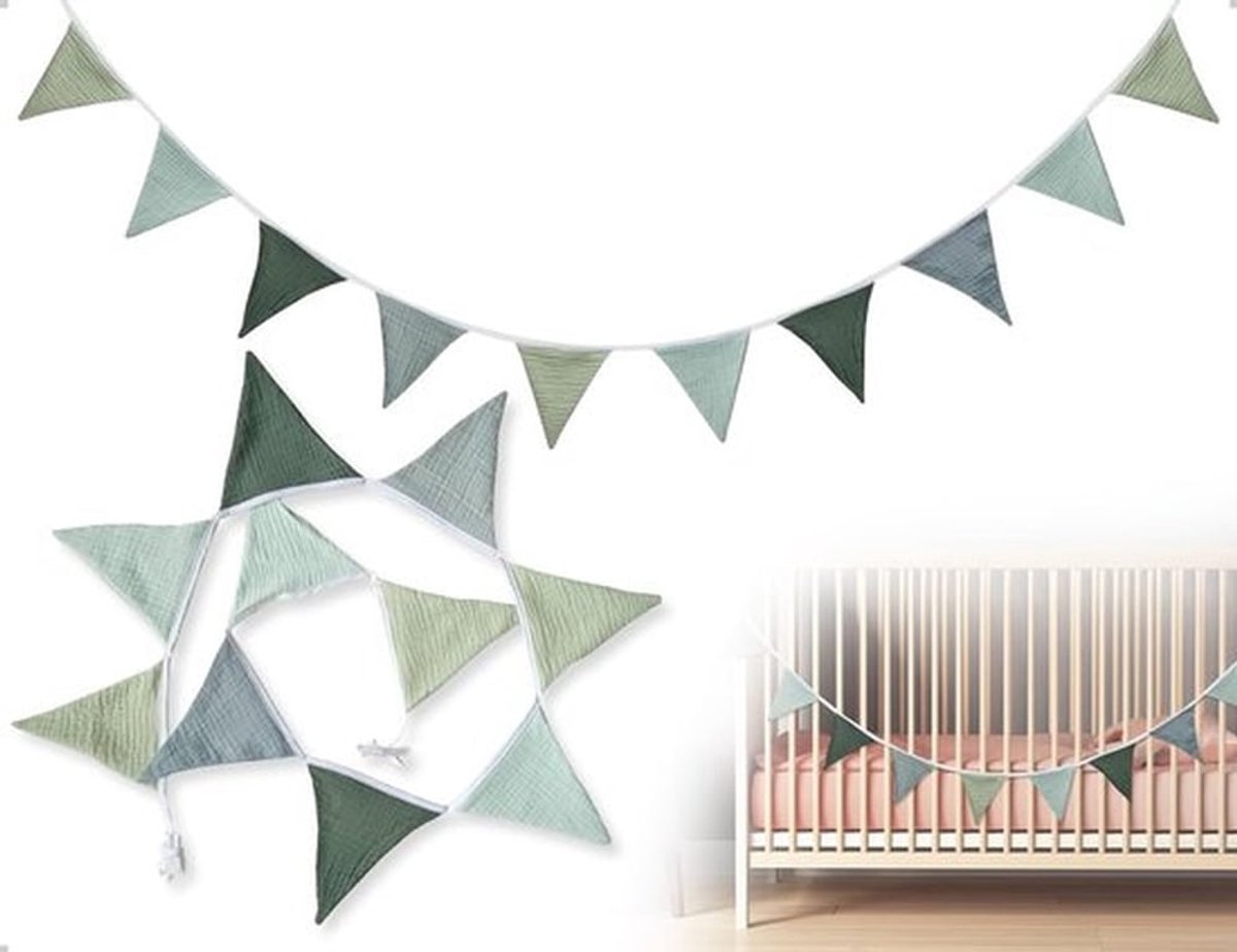 Wimpelketting Dubbelzijdig - Stoffen Slinger - Verjaardagsfeestbanner - Wanddecoratie - 2,36 m - Herbruikbaar