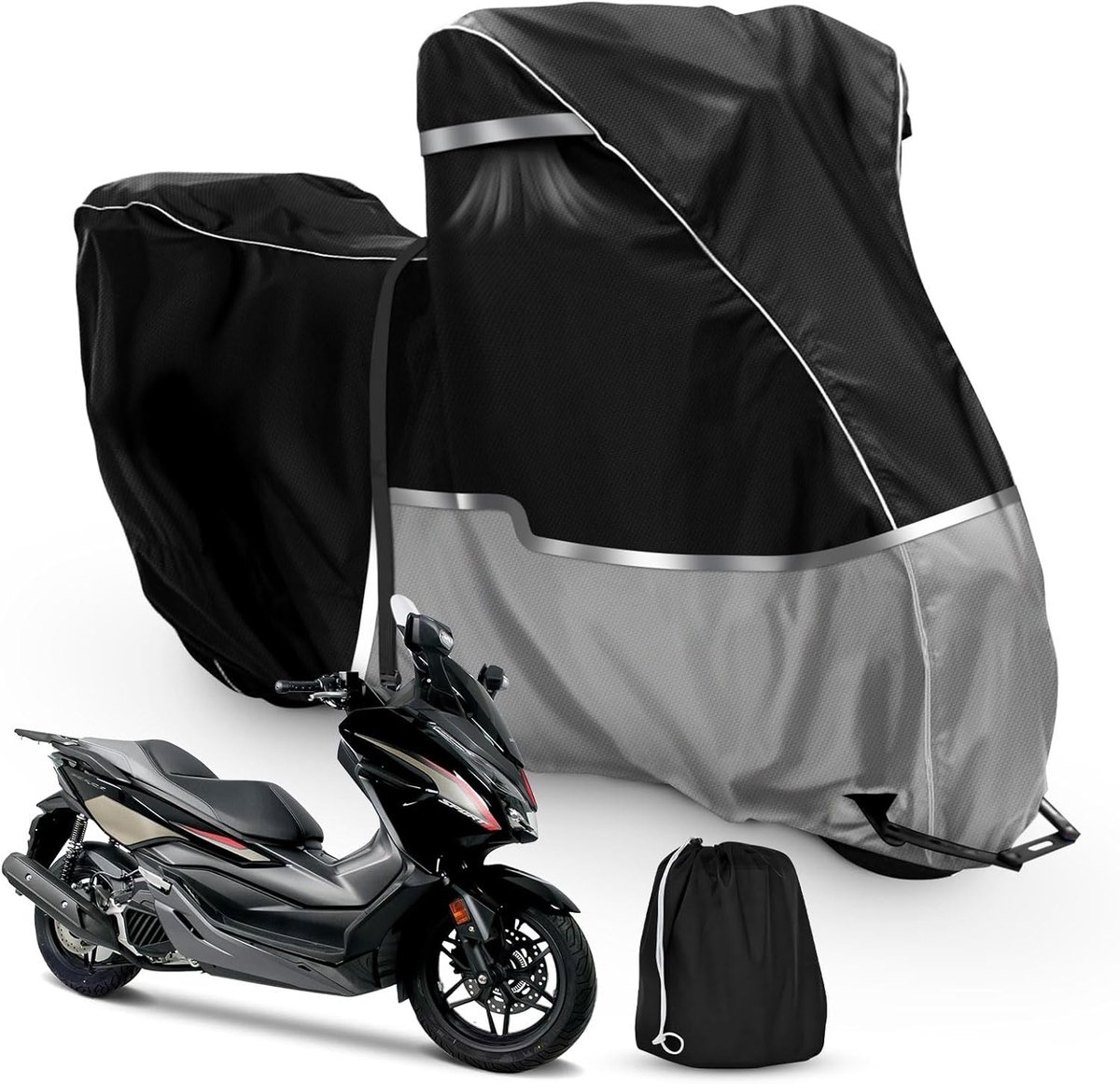 SnelShoppen - Waterproof Motorfietsafdekking voor Honda Scooter Forza 350 125 SH 125 350i - 420D Oxford Stof - Bescherming tegen Sneeuw en Stof - Buit
