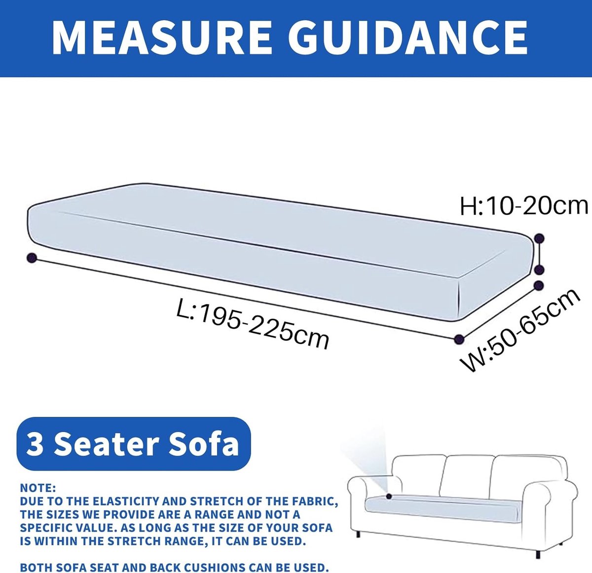 Stretch Sofa Kussenhoezen, Universele Elastische Bescherming voor Zitkussens, Kr scratchbestendige Hoes voor Meubels (3 Plaatsen, Donkergrijs)