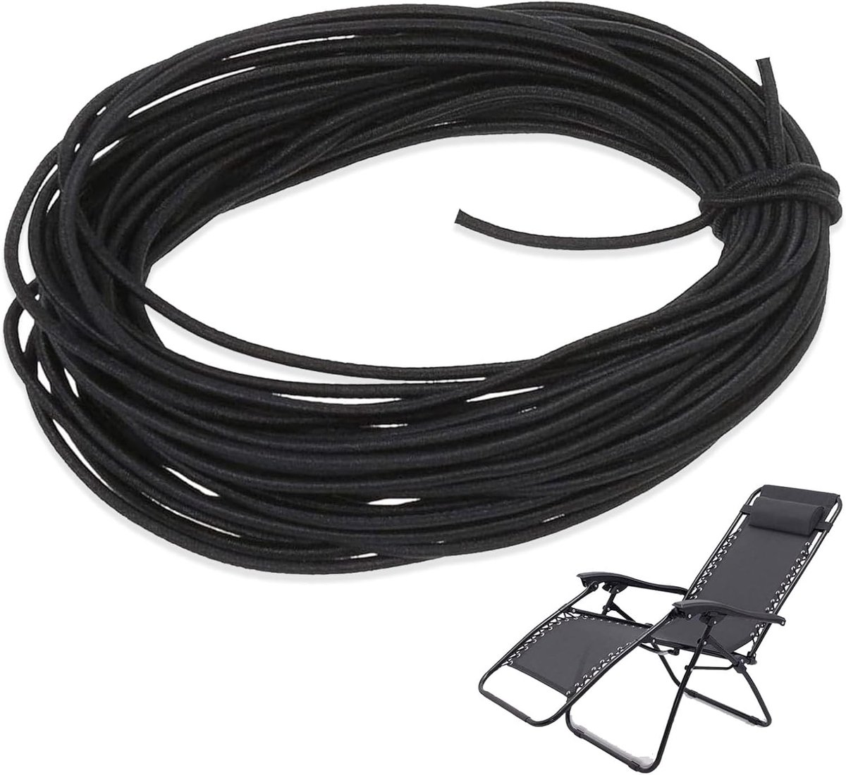 SnelShoppen - Rubber Cord 6 mm x 15 m - Weerbestendige Bungee Tension Rope - Zwart - Ideaal voor Camping, Fietsen, Auto en Lading Bevestigen