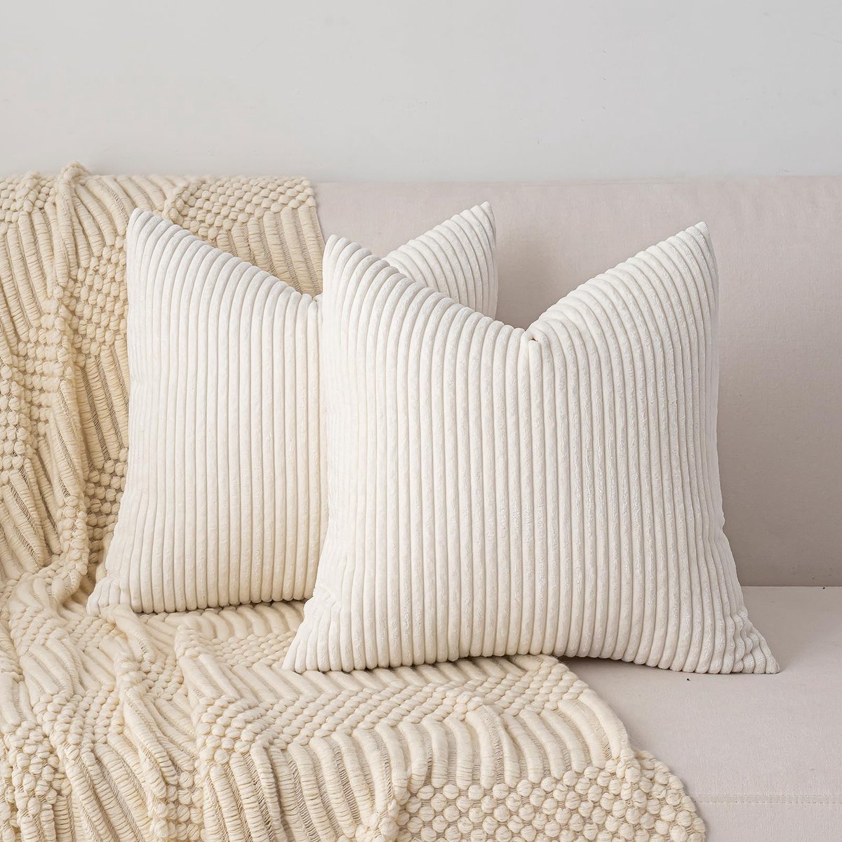 SnelShoppen - Cordsfluwelen Kussensloop Set van 2 - 45 x 45 cm - Sierkussen voor Bank, Slaapkamer, Woonkamer, Balkon - Moderne Decoratie, Zacht en Lux