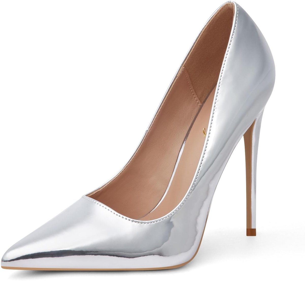 SnelShoppen - Vrouwen Stiletto Hakken 12CM - Sexy Puntschoen Slip On - Hoge Hak Party Schoenen - Bruiloft & Prom - Nieuw Zilver - Maat 41.5 EU