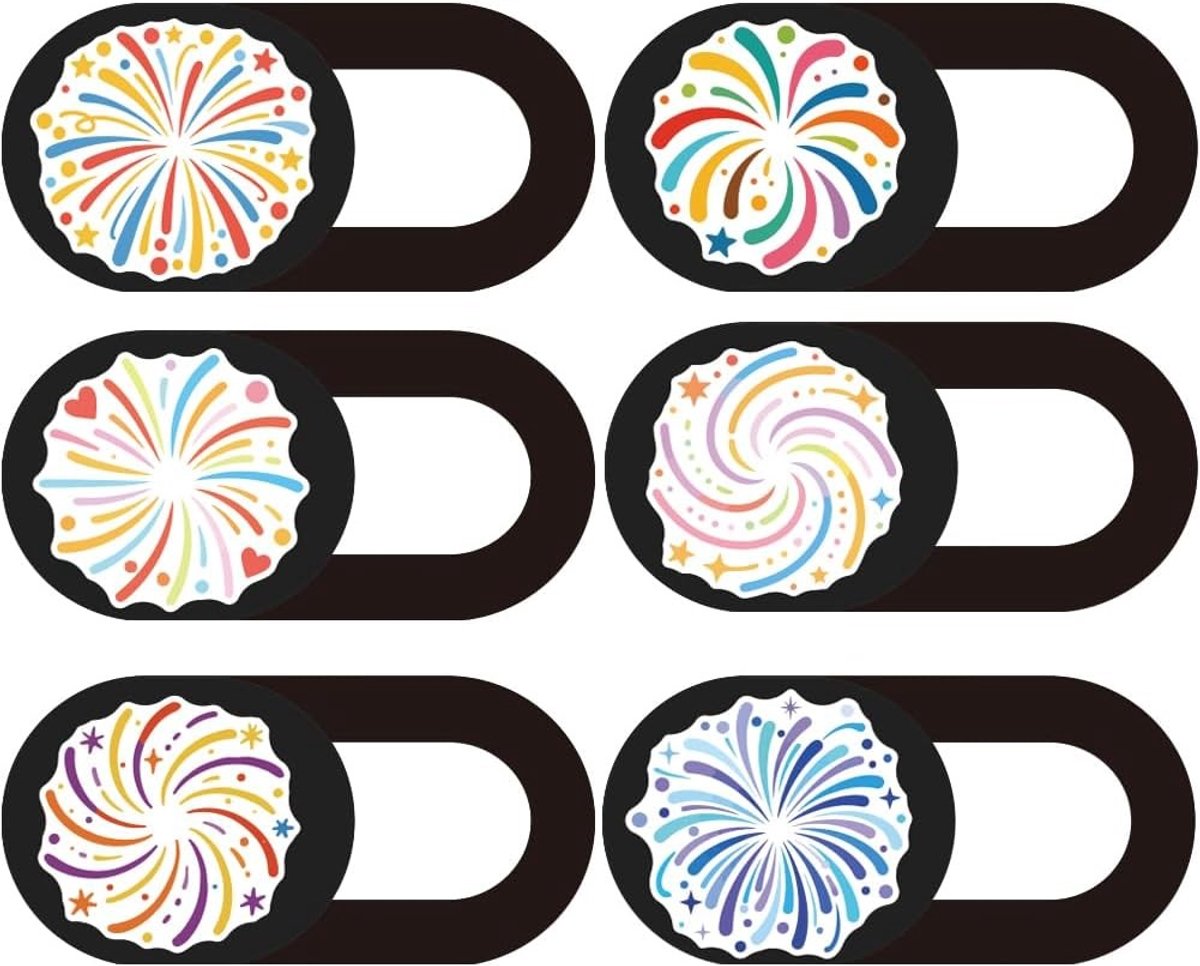 Laptop Webcam Cover - 6 Stuks Ultra Dunne Privacy Bescherming voor Computer en Tablet met Vuurwerk Ontwerp, Ideaal voor Thuiswerk en Veiligheid