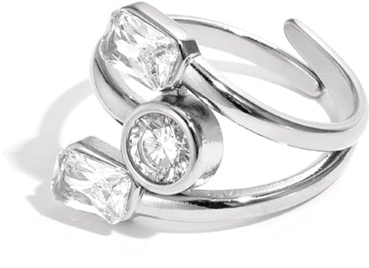 Luxurious Adjustable Rhinestone Ring - Silver & Gold