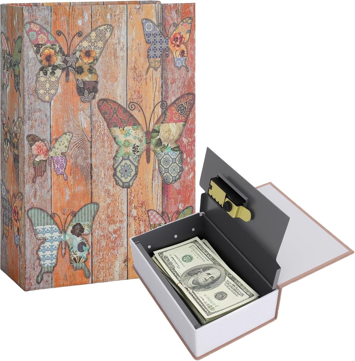 Boekkluis met cijferslot, verborgen opbergplek voor sleutels, geld en sieraden, 18 x 11,5 x 5,6 cm, discreet en veilig verstoppen van waardevolle spullen