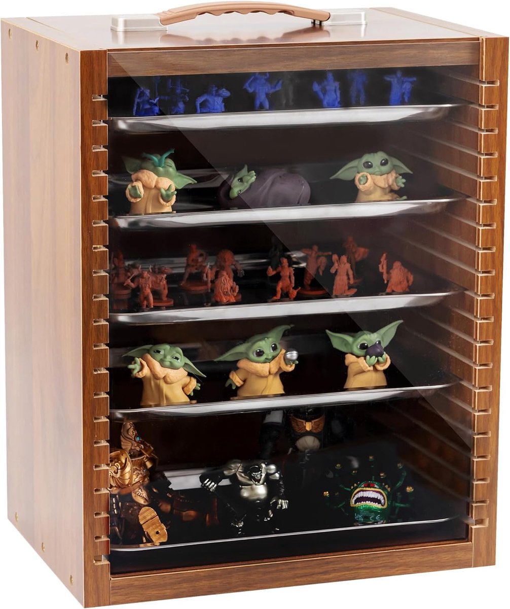 SnelShoppen - Vitrinekast voor Verzamelobjecten | Opbergkast voor Miniaturen en Beeldjes | Draagbare Koffer voor Beeldjes en Verzamelbare Miniaturen |