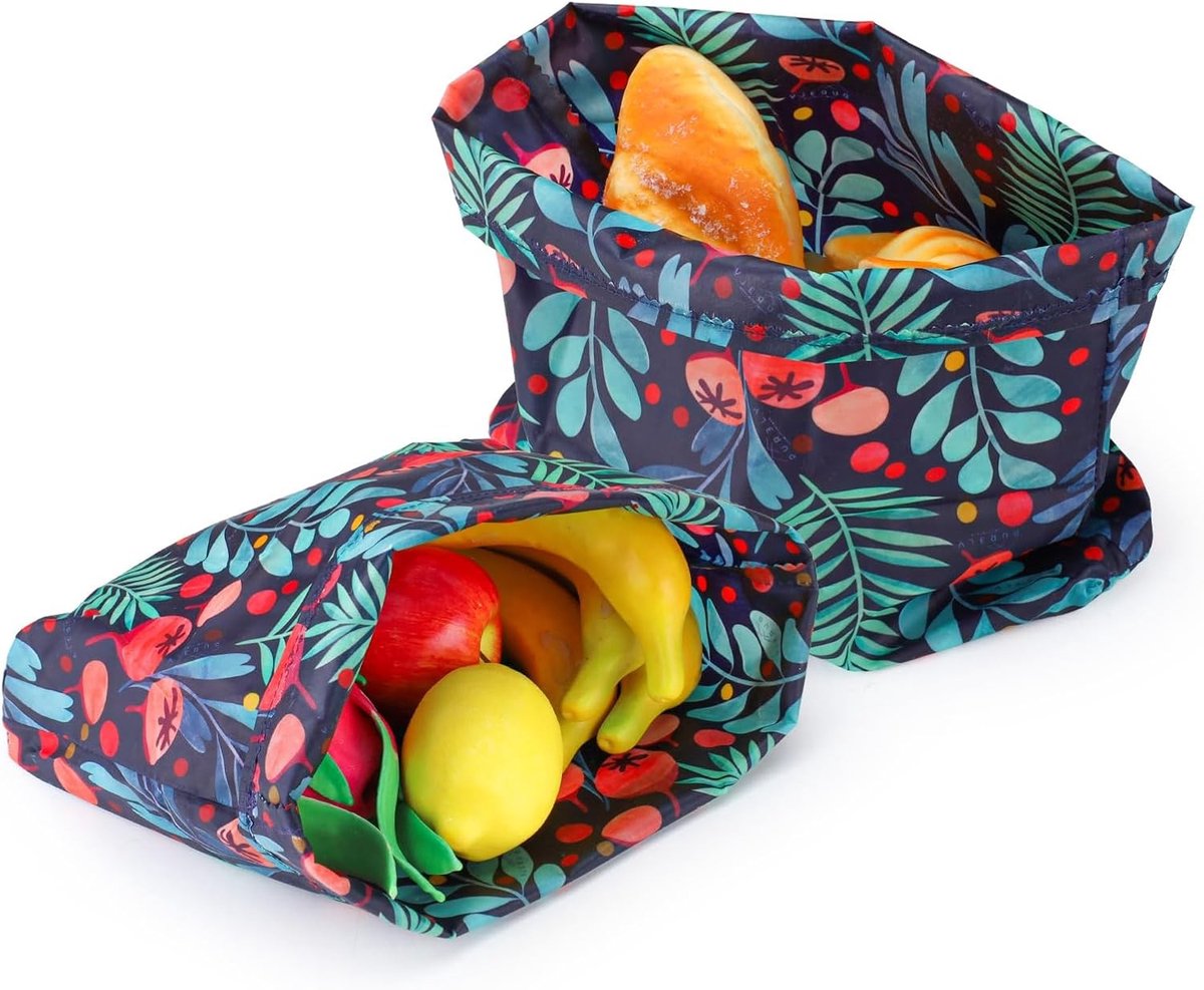 Herbruikbare Bijenwas Food Wraps - 2 Pack, 34x26cm, Duurzame Verpakking voor Brood, Kaas, Fruit en Snacks