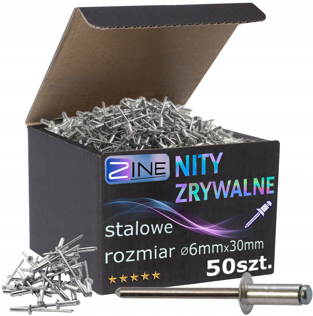 ZINE Staal Blindklinknagels 6x30mm - 50 Stuks