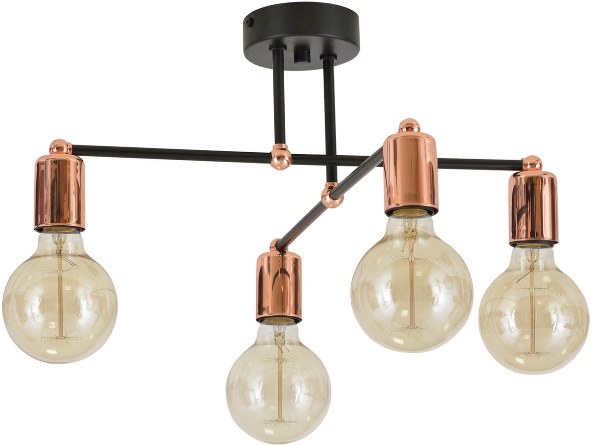 Merلوze Hanglamp Loft Stijl - 4 lichtpunten - Koper & Chroom