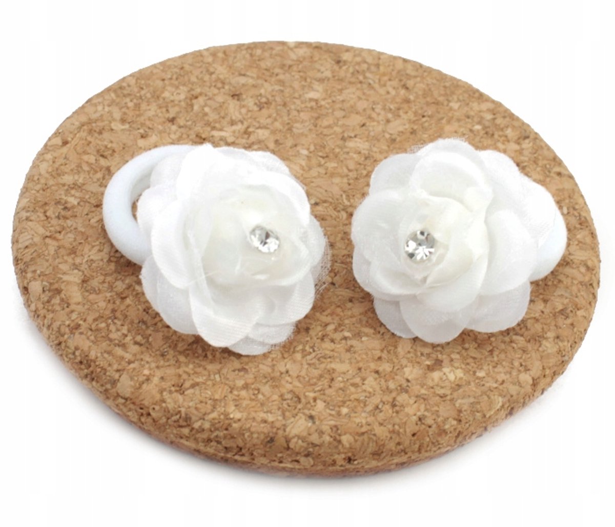 Set van 2 Witte Haarbanden met Rozen en Kristallen